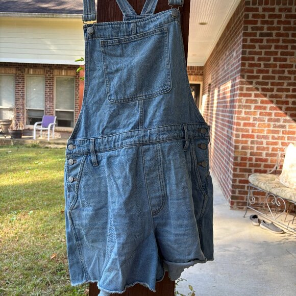 Madewell Denim Overall Shorts Size XL Lightwash - Picture 1 of 4